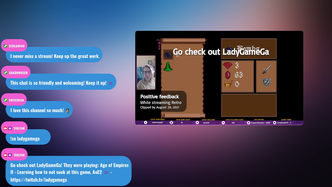 Twitch Shout-out overlay